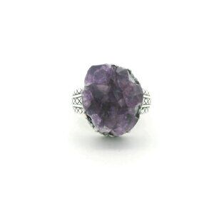 BBJ Sterling Silver Freeform Amethyst Crystal Ring - Size 10